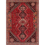 Vinatge Shiraz Oriental Tribal Hand Knotted Wool Persian Area Rug - 10'1" x 7'1"