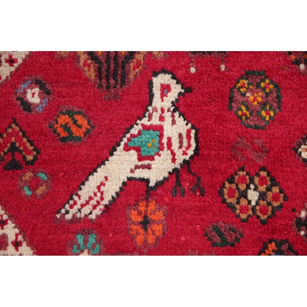 Vinatge Shiraz Oriental Tribal Hand Knotted Wool Persian Area Rug - 10'1" x 7'1"