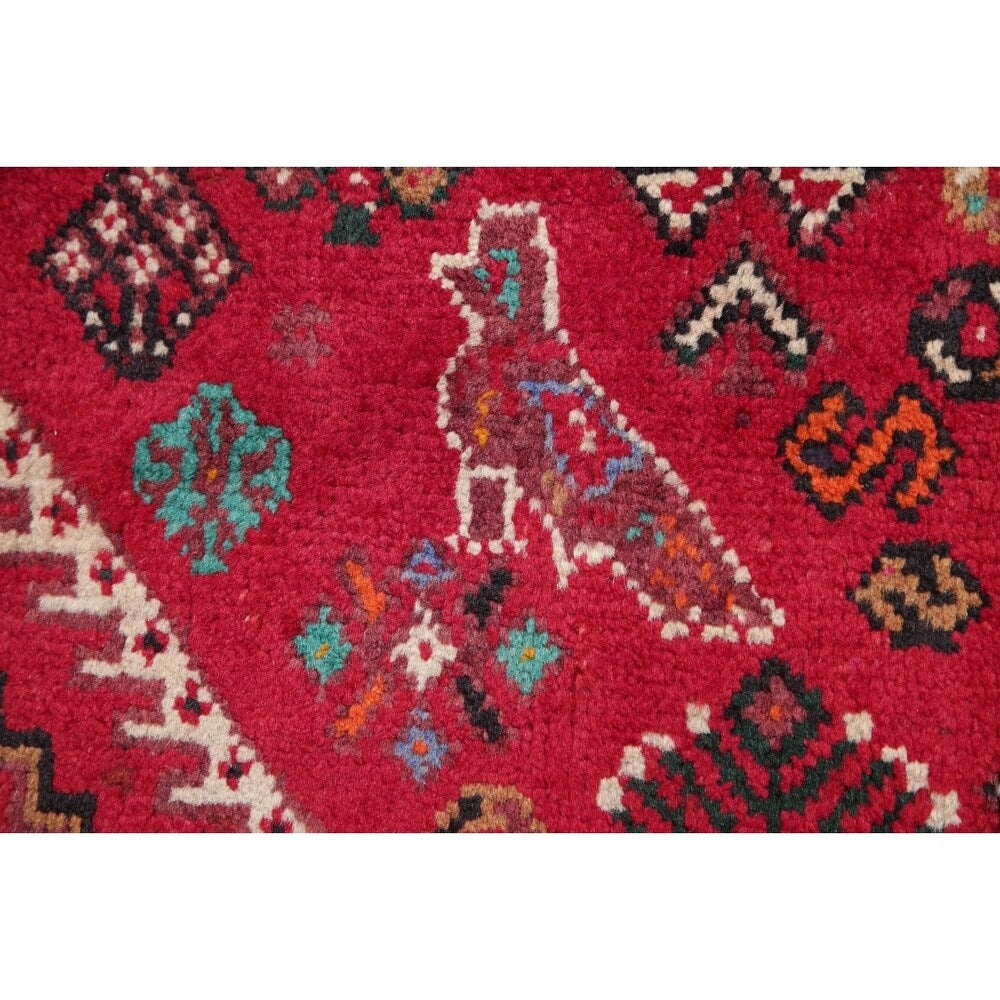 Vinatge Shiraz Oriental Tribal Hand Knotted Wool Persian Area Rug - 10'1" x 7'1"