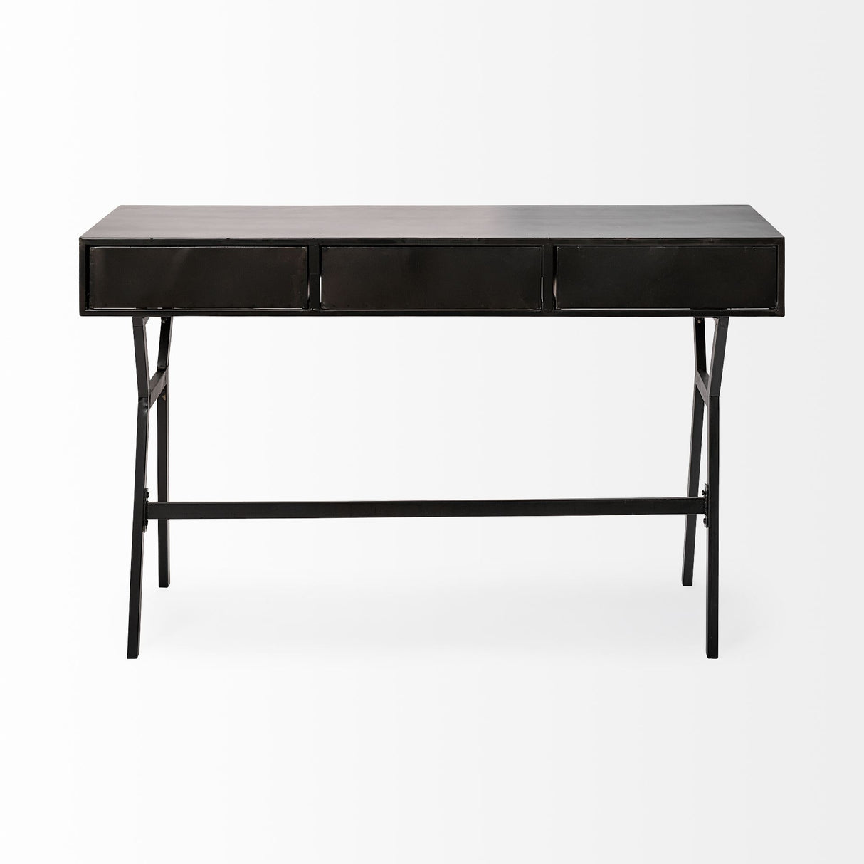 Vince Black Metal with Gold Accents 3 Drawer Office Desk