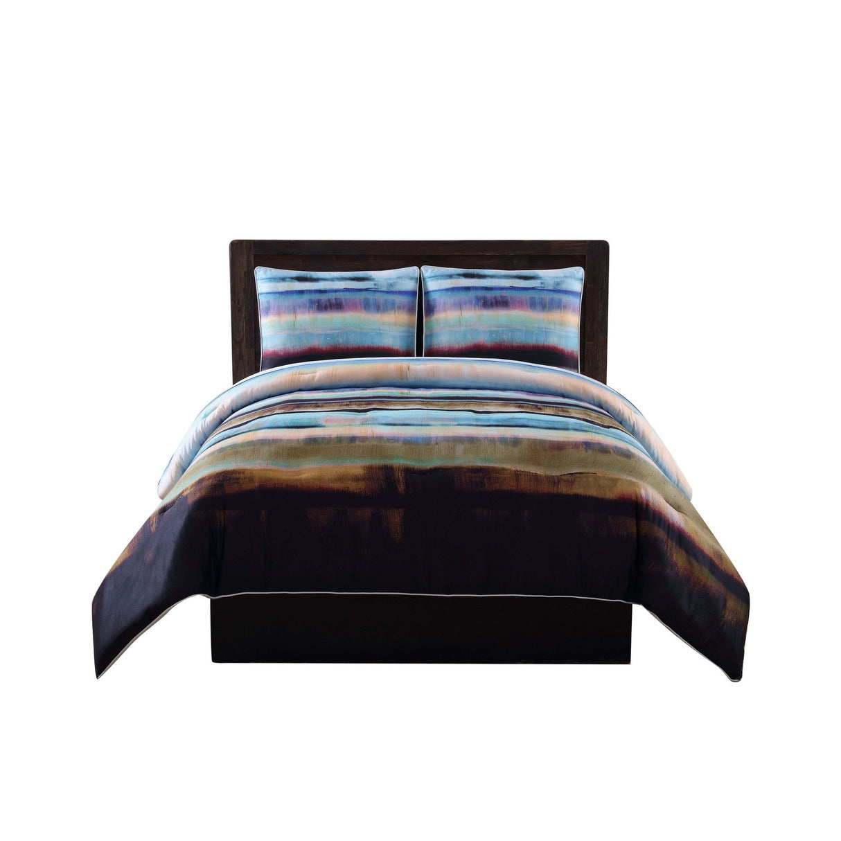 Vince Camuto Lille 3-piece Striped Green and Gold Comforter Set