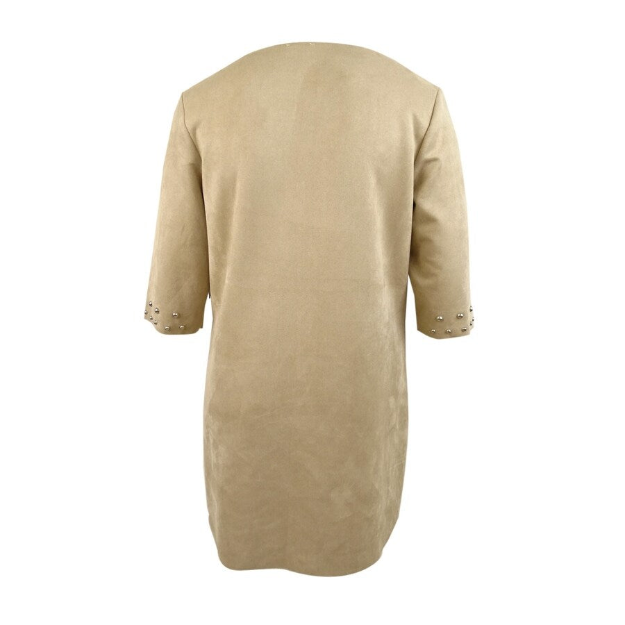 Vince Camuto Women's 3/4 Sleeve Studded Dress (XL, Latte)