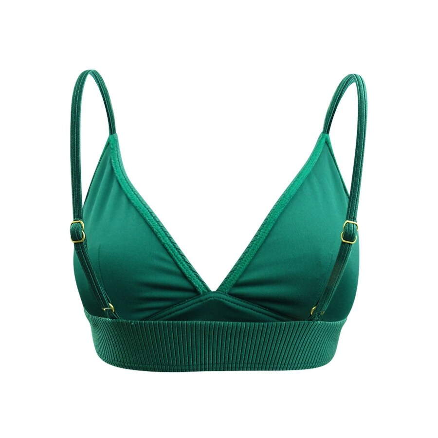 Vince Camuto Women's Ribbed Plunge Swim Top Separates Swimsuit (M, Conifer)