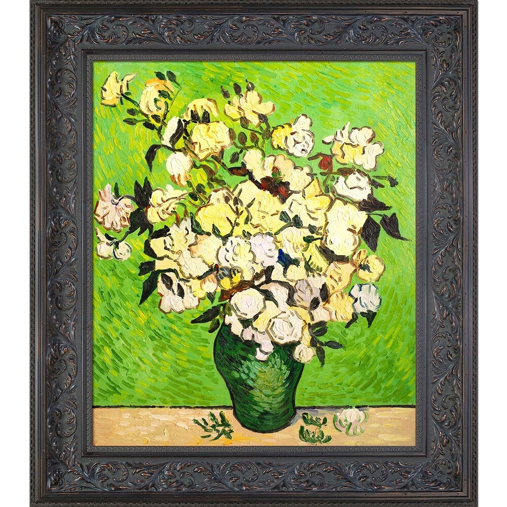 La Pastiche Vincent Van Gogh 'Vase with Roses' Hand Painted Oil Reproduction