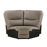 Vino 65 Inch Tufted Modular Corner Chair, Light Brown Vegan Faux Leather