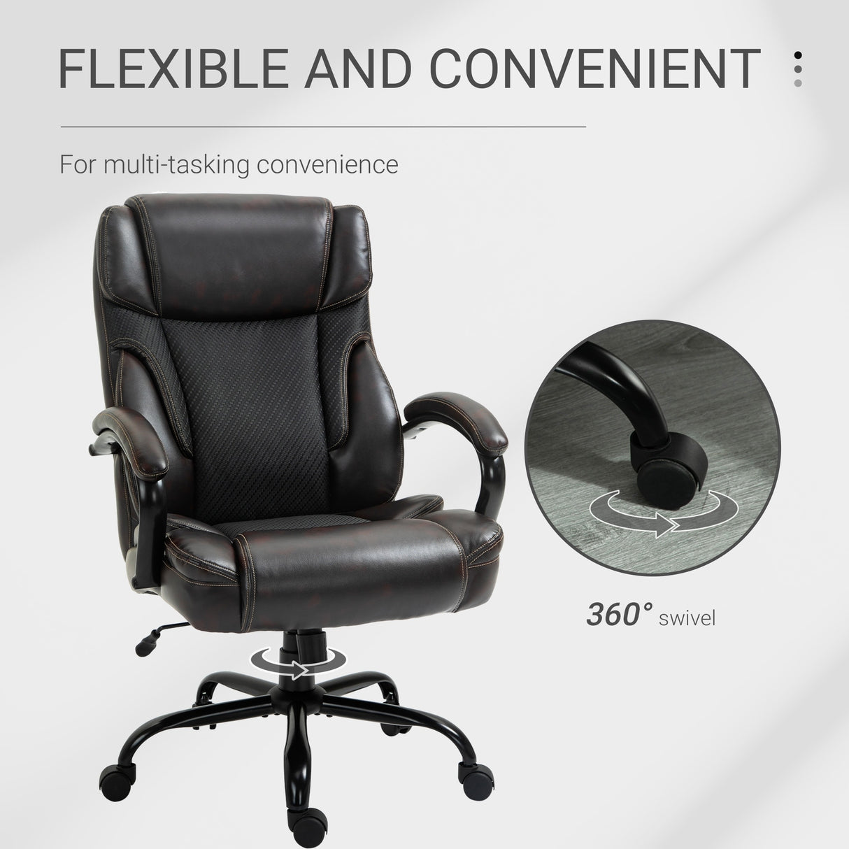 Vinsetto 484LBS Big and Tall Ergonomic Executive Office Chair High Back Adjustable Computer Task Chair Swivel PU Leather