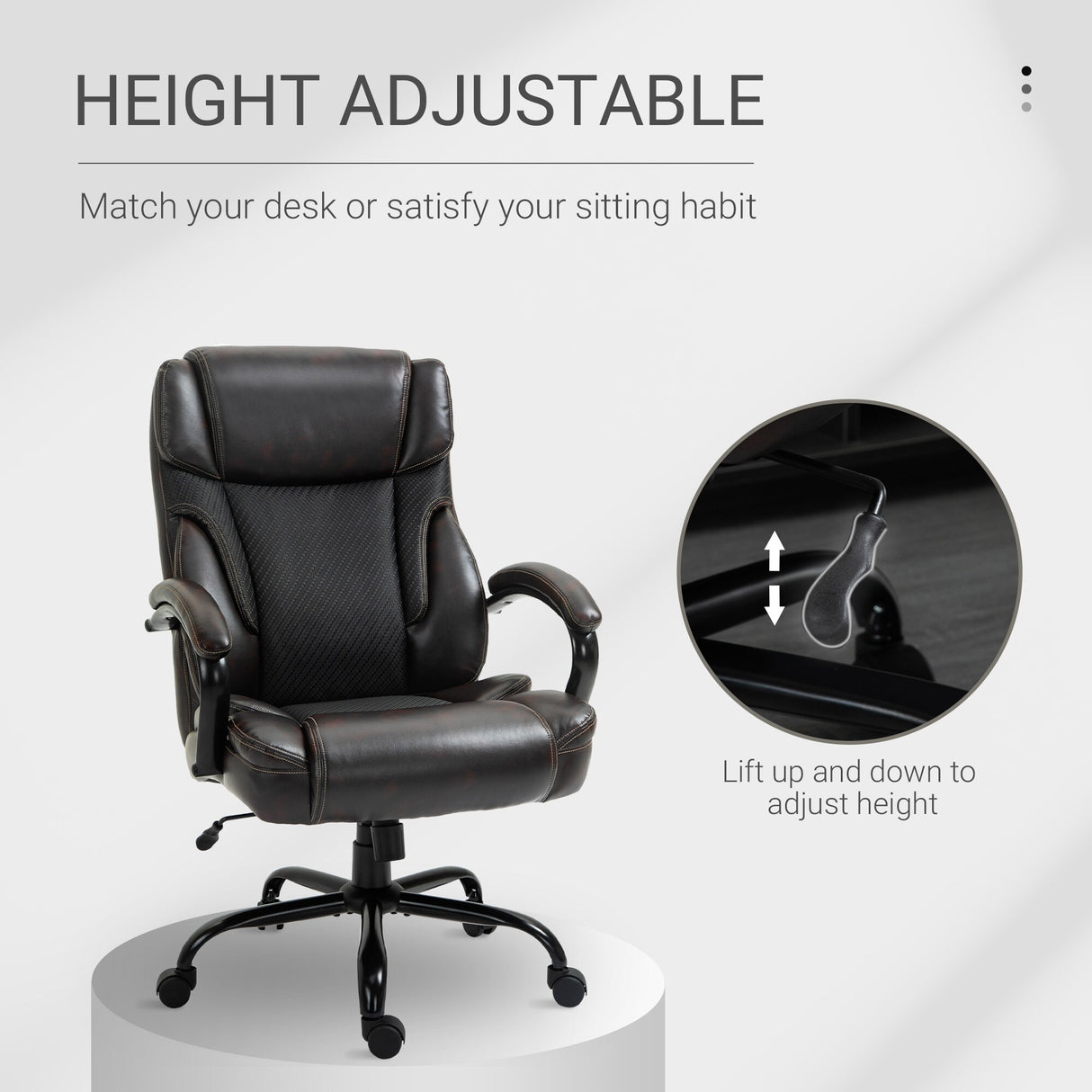 Vinsetto 484LBS Big and Tall Ergonomic Executive Office Chair High Back Adjustable Computer Task Chair Swivel PU Leather