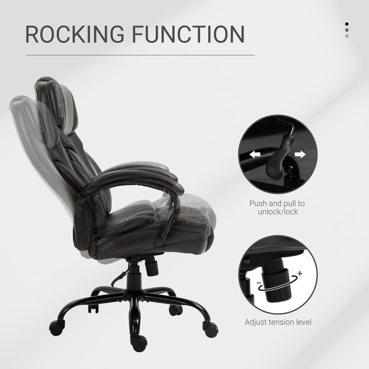 Vinsetto 484LBS Big and Tall Ergonomic Executive Office Chair High Back Adjustable Computer Task Chair Swivel PU Leather