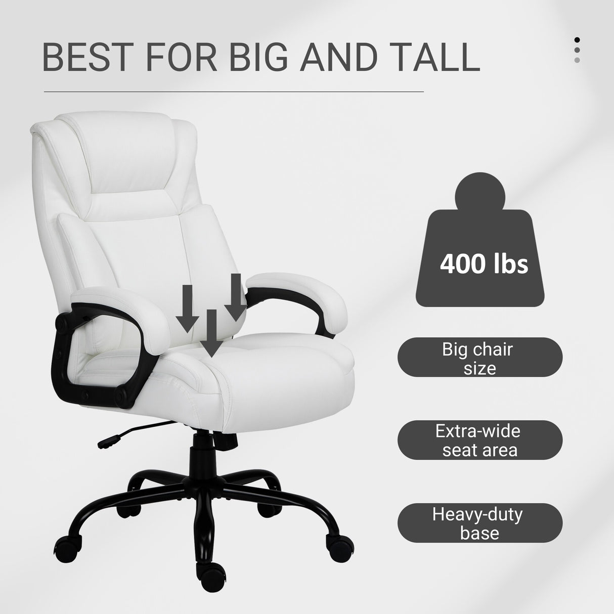Vinsetto Big and Tall Executive Office Chair 400lbs Computer Desk Chair with High Back PU Leather Ergonomic Upholstery