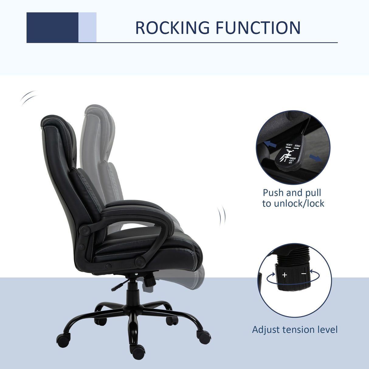 Vinsetto Big and Tall Executive Office Chair 400lbs Computer Desk Chair with High Back PU Leather Ergonomic Upholstery