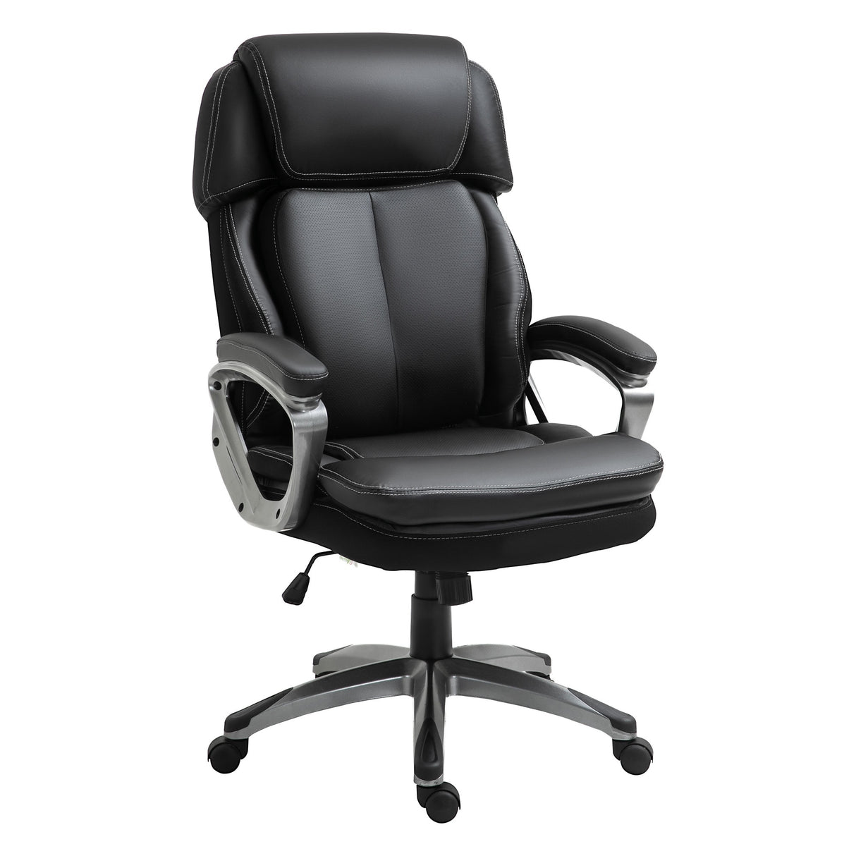 Vinsetto High Back Ergonomic Home Office Chair PU Leather Swivel Chair with Adjustable Height and Padded Armrests