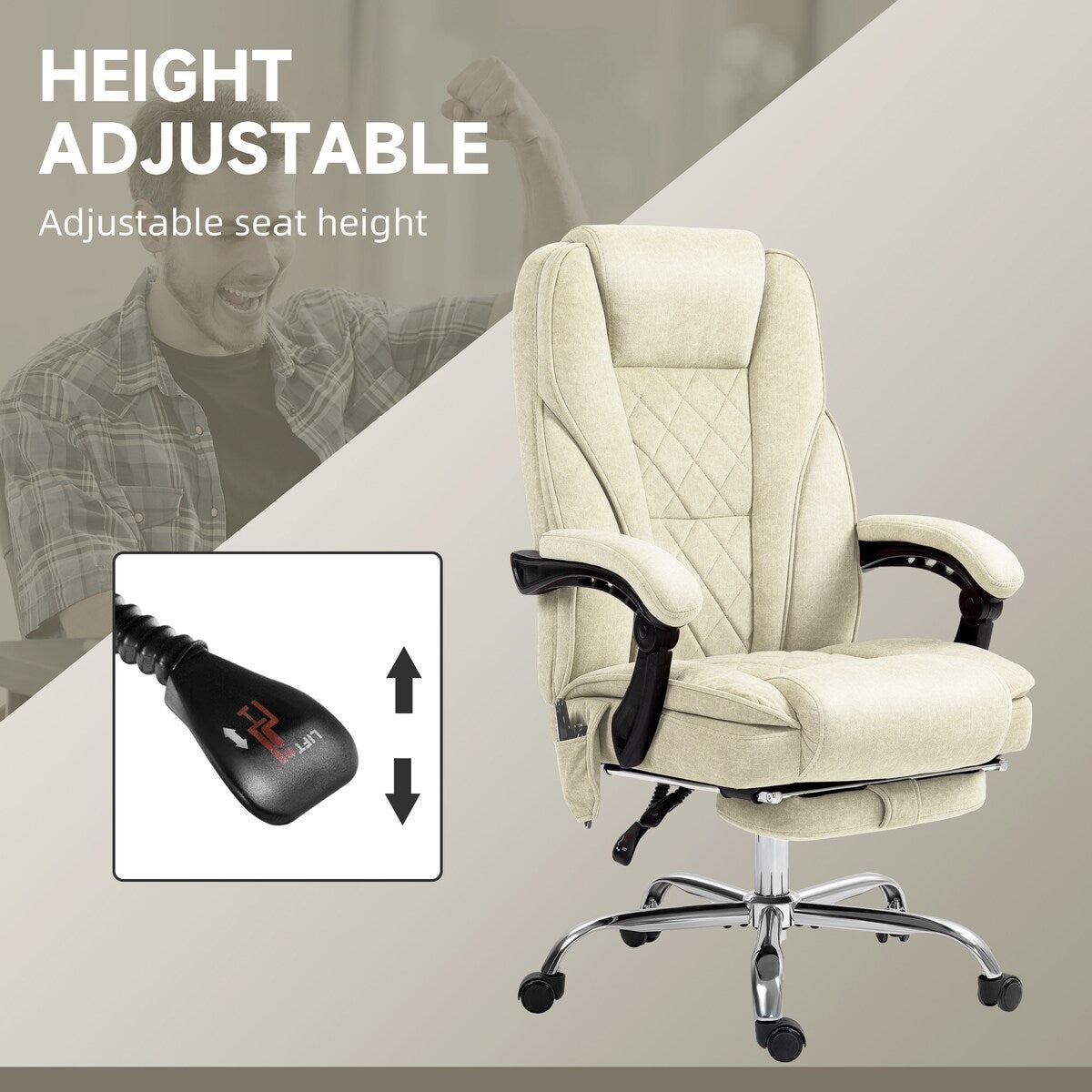 Vinsetto Massage Office Chair with 6 Vibration Points, Heated Reclining Computer Chair, Swivel Desk Chair