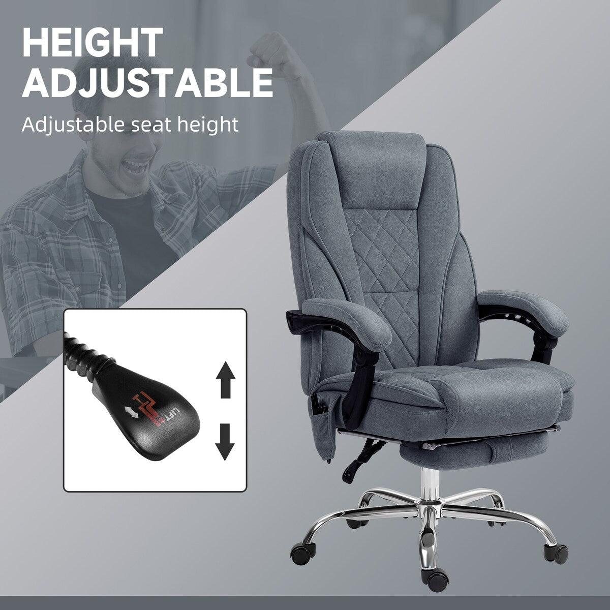 Vinsetto Massage Office Chair with 6 Vibration Points, Heated Reclining Computer Chair, Swivel Desk Chair