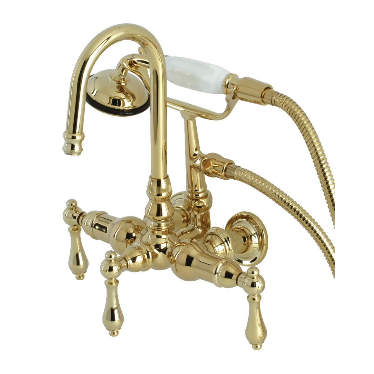 Kingston Brass Vintage 3-3/8 in. Tub Wall Mount Clawfoot Tub Faucet with Hand Shower