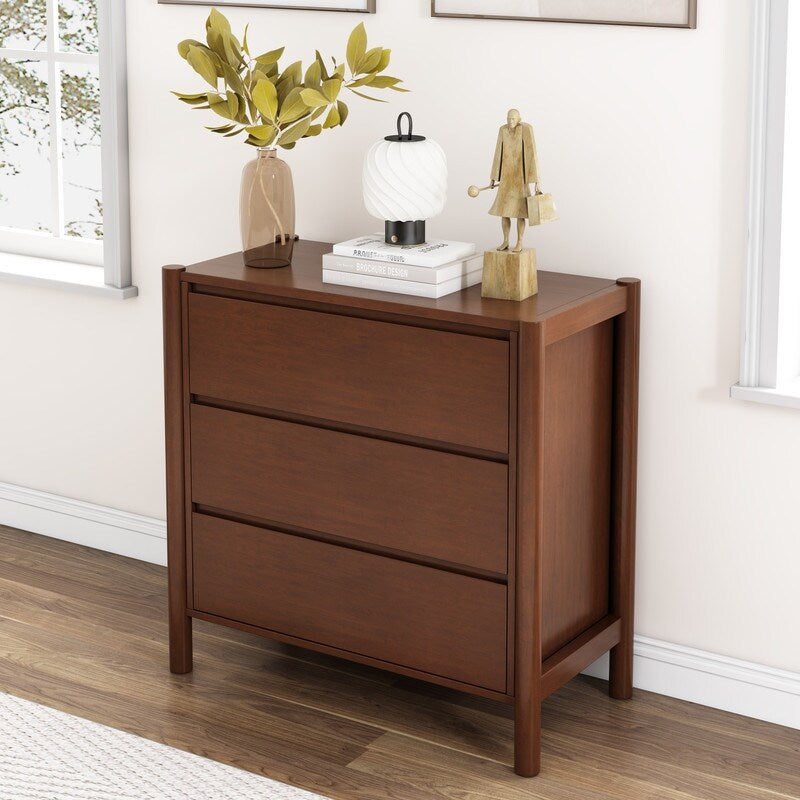 Vintage 3-Drawer Dresser for Bedroom, Rich Walnut