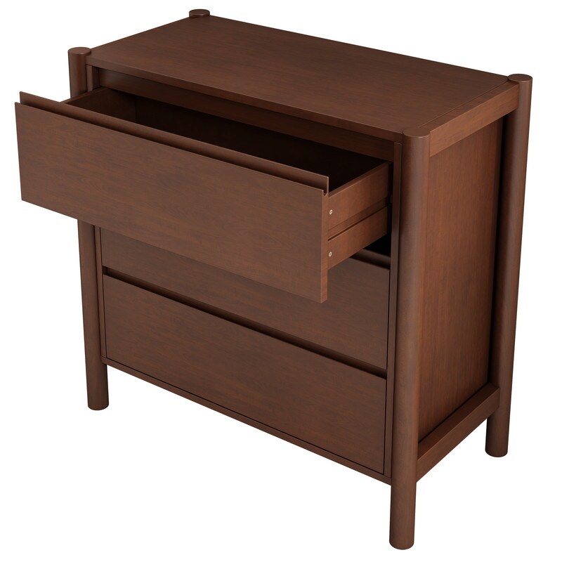 Vintage 3-Drawer Dresser for Bedroom, Rich Walnut