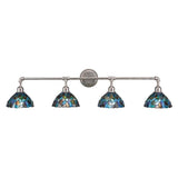 Vintage 4 Light Bath Bar Shown In Aged Silver Finish Tiffany Glass Shade