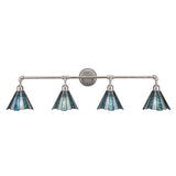 Vintage 4 Light Bath Bar Shown In Aged Silver Finish Tiffany Glass Shade