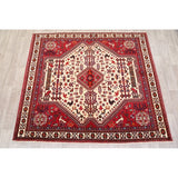 Vintage Abadeh Geometric Hand Made Wool Persian Area Rug - 6'2" x 7'0" Square