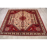 Vintage Abadeh Geometric Hand Made Wool Persian Area Rug - 6'2" x 7'0" Square