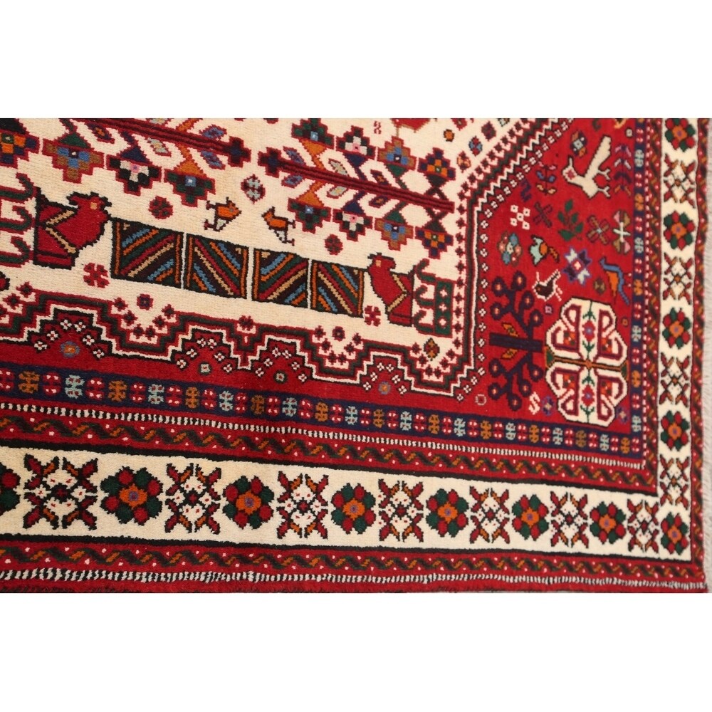 Vintage Abadeh Geometric Hand Made Wool Persian Area Rug - 6'2" x 7'0" Square
