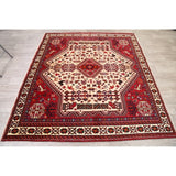 Vintage Abadeh Geometric Hand Made Wool Persian Area Rug - 6'2" x 7'0" Square