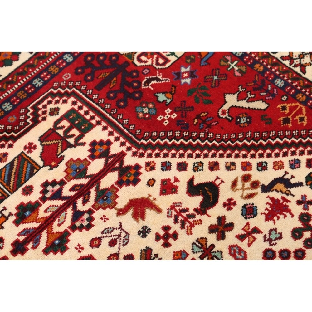 Vintage Abadeh Geometric Hand Made Wool Persian Area Rug - 6'2" x 7'0" Square