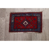 Vintage Ardebil Turkey Geometric Handmade Wool Small Area Rug - 1'1" x 1'9"
