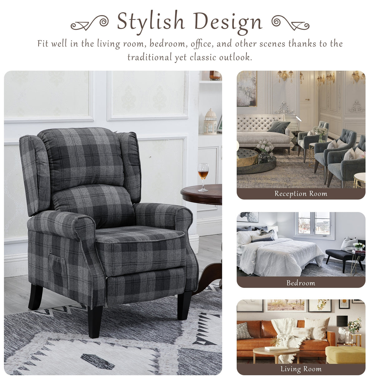 Vintage Armchair Sofa Comfortable Upholstered leisure chair / Recliner Chair for Living Room