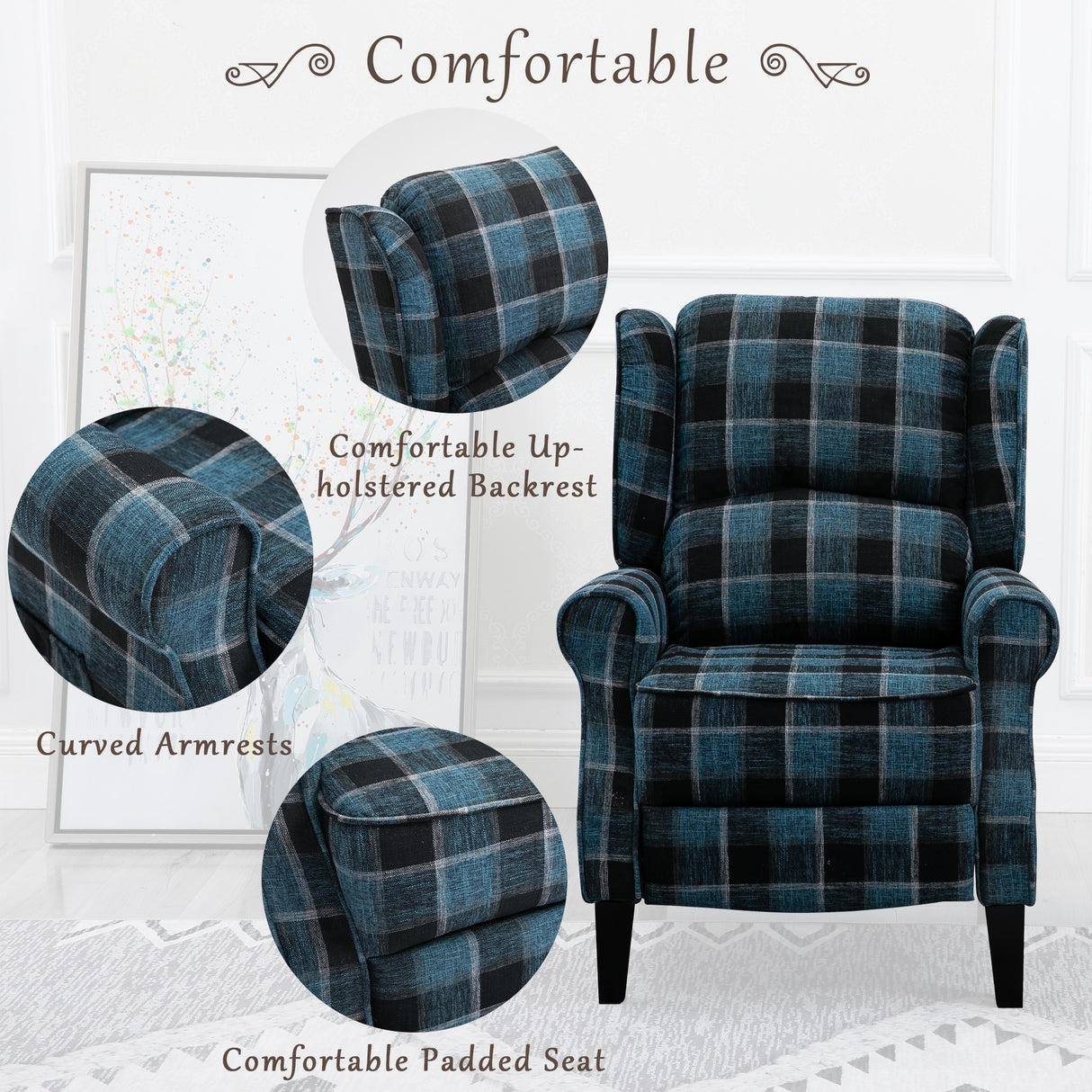 Vintage Armchair Sofa Comfortable Upholstered leisure chair / Recliner Chair for Living Room