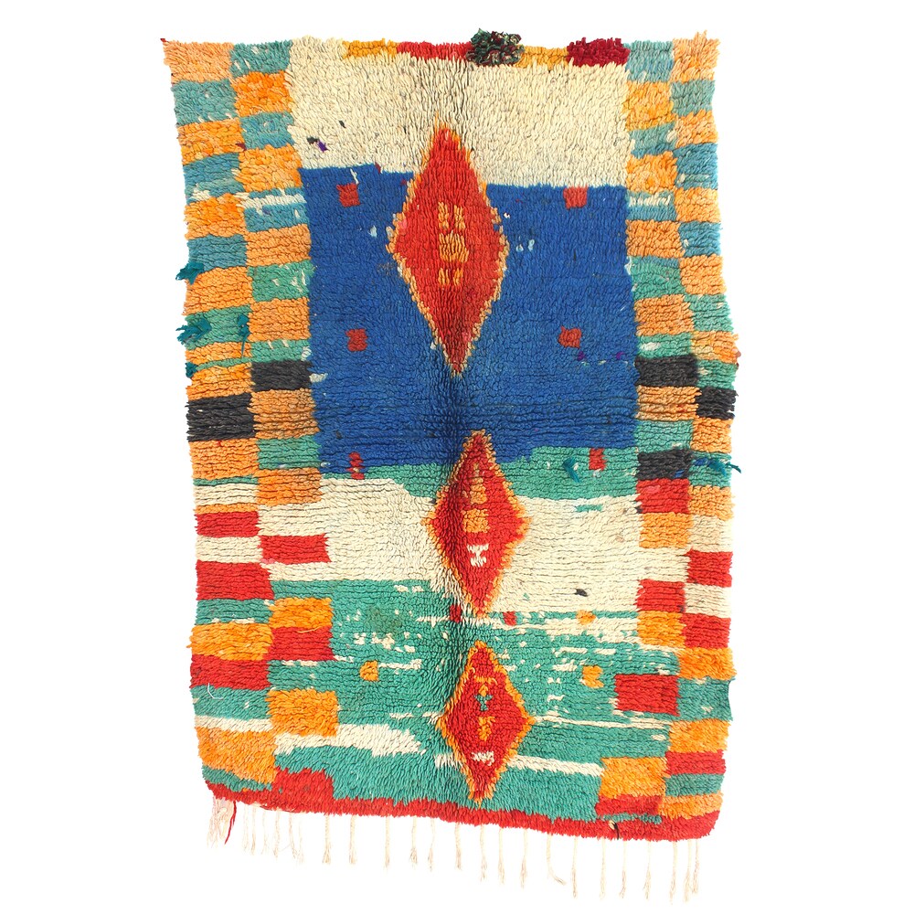Handmade Vintage Azilal Moroccan Berber Rug (Morocco) - Multi - 3'3" x 4'9"