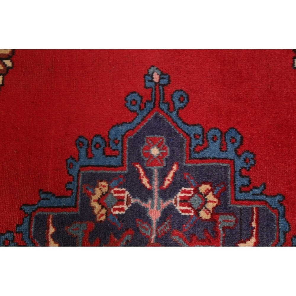 Vintage Bakhtiari Geometric Handmade Wool Persian Area Rug - 5'0" x 3'5"