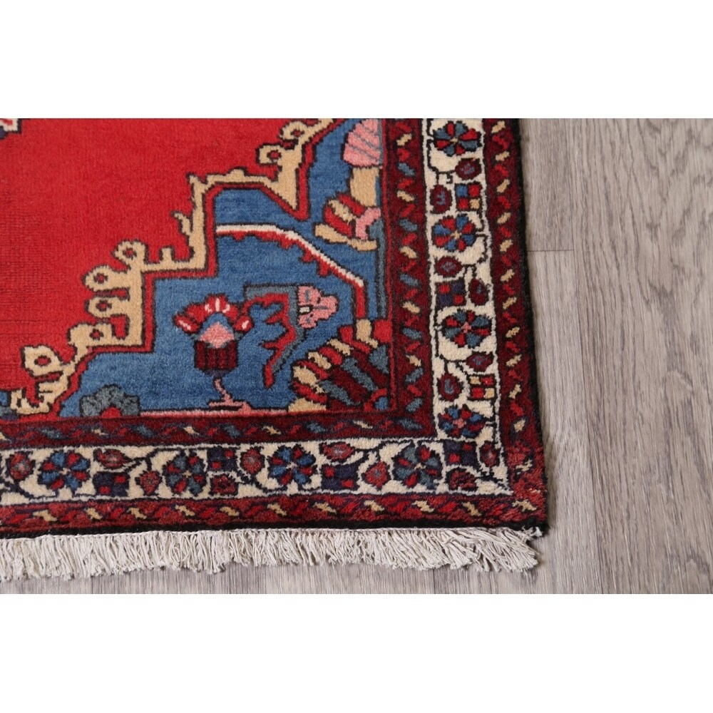 Vintage Bakhtiari Geometric Handmade Wool Persian Area Rug - 5'0" x 3'5"
