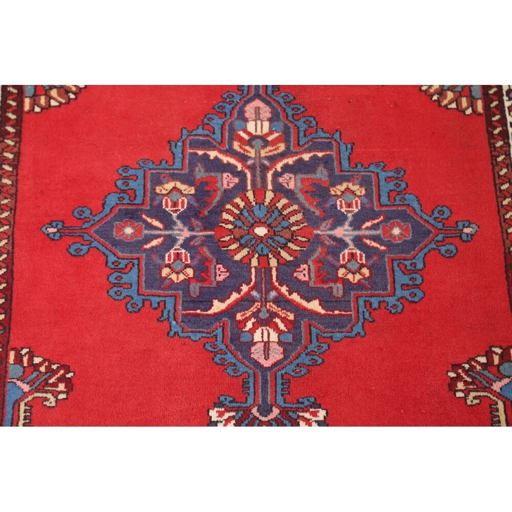 Vintage Bakhtiari Geometric Handmade Wool Persian Area Rug - 5'0" x 3'5"