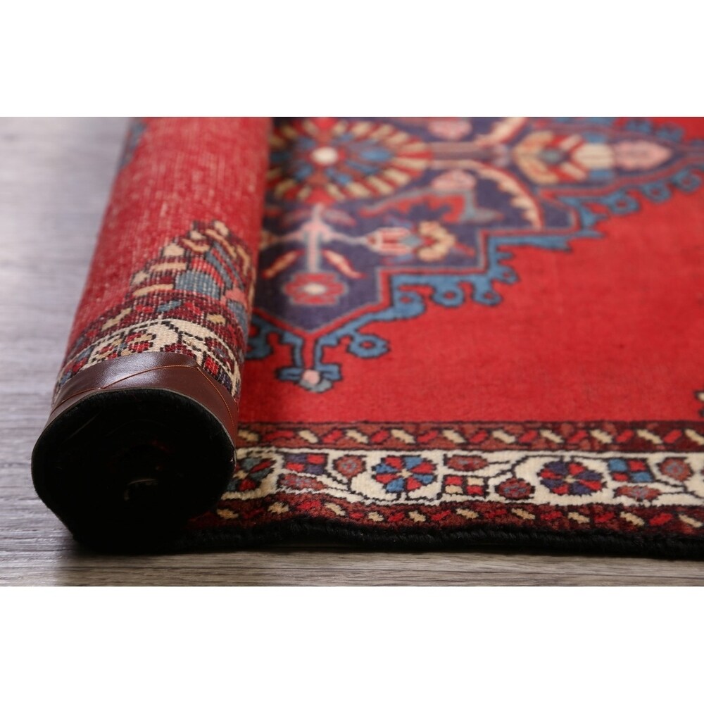 Vintage Bakhtiari Geometric Handmade Wool Persian Area Rug - 5'0" x 3'5"