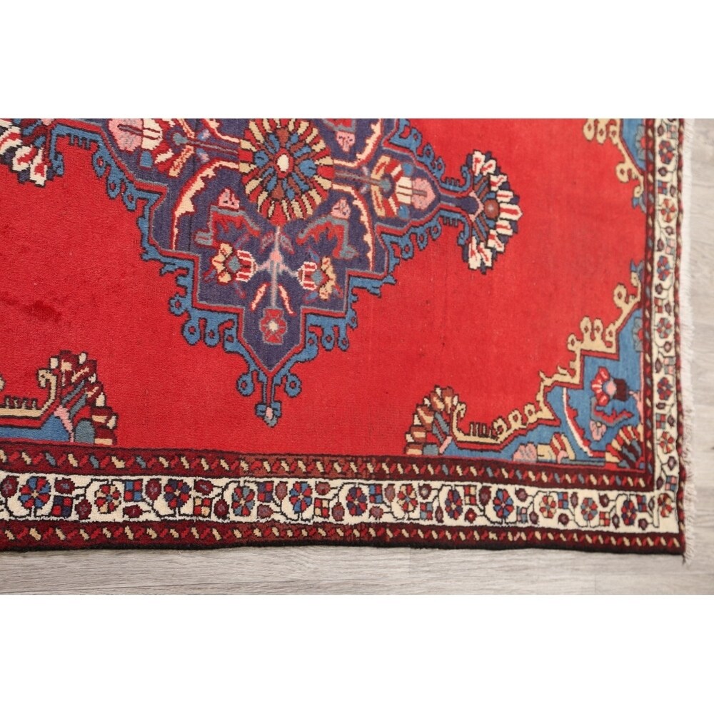 Vintage Bakhtiari Geometric Handmade Wool Persian Area Rug - 5'0" x 3'5"