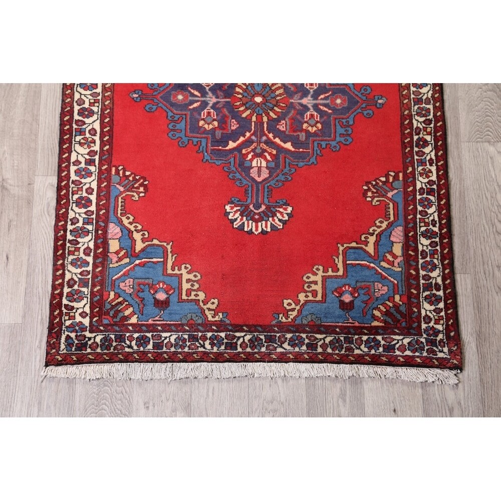 Vintage Bakhtiari Geometric Handmade Wool Persian Area Rug - 5'0" x 3'5"