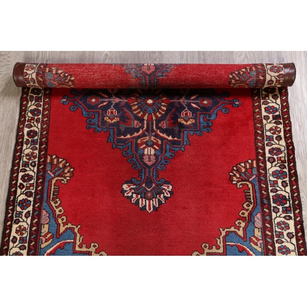 Vintage Bakhtiari Geometric Handmade Wool Persian Area Rug - 5'0" x 3'5"