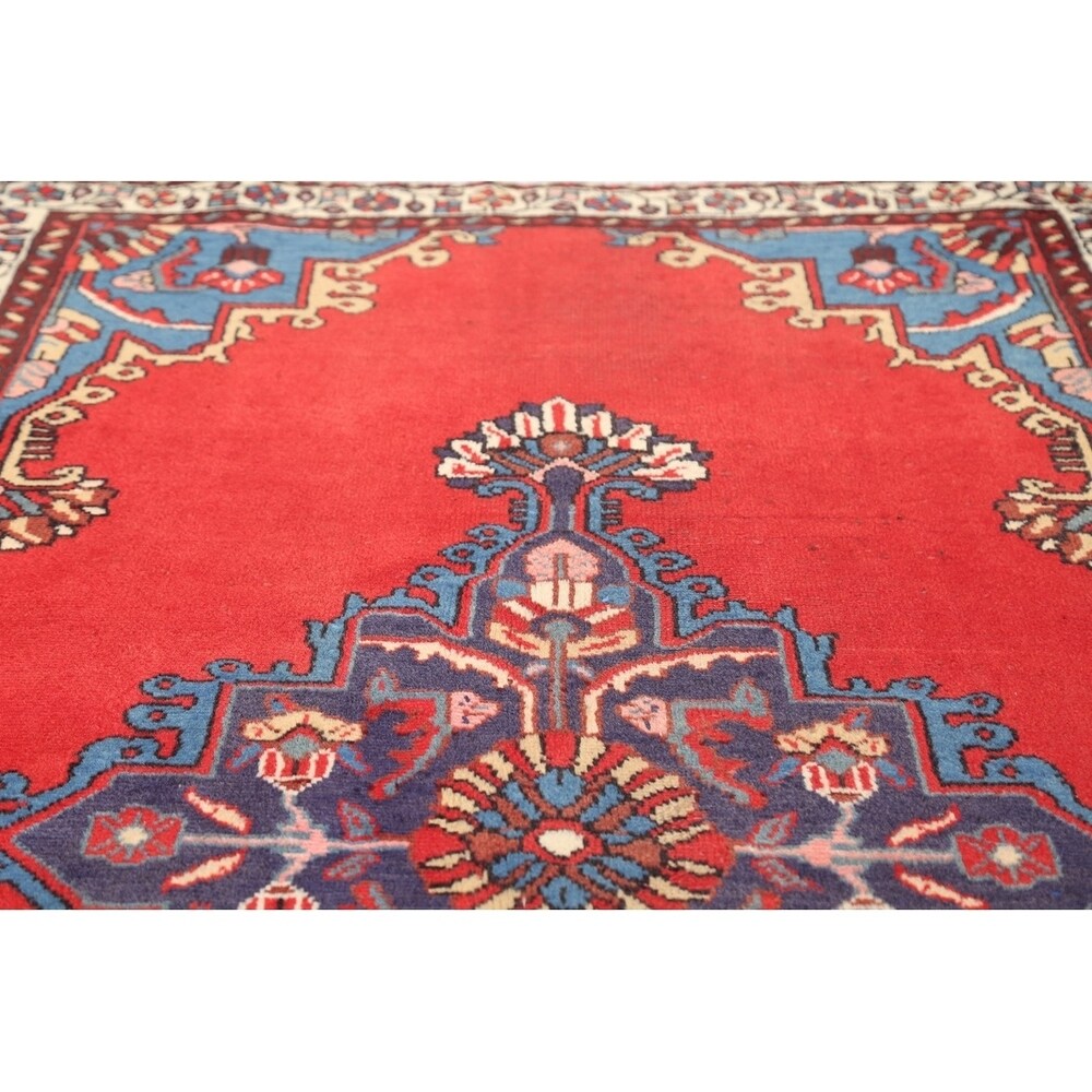 Vintage Bakhtiari Geometric Handmade Wool Persian Area Rug - 5'0" x 3'5"