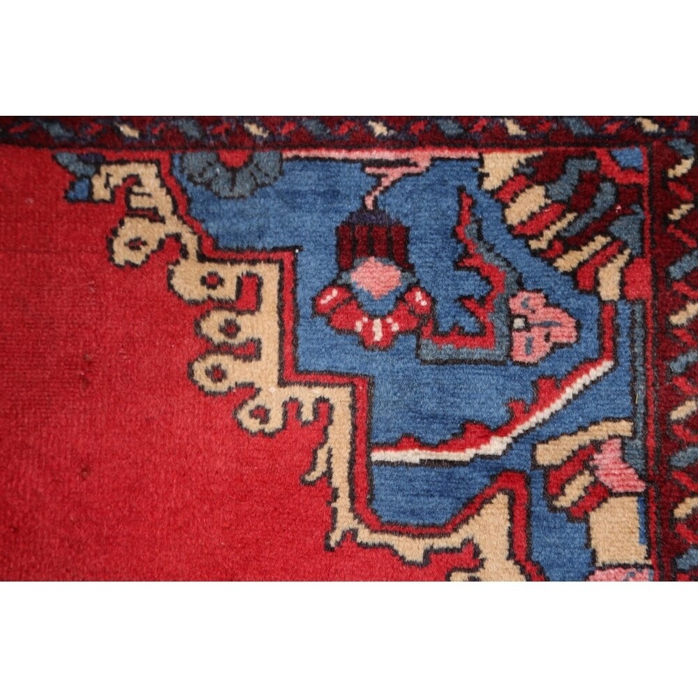 Vintage Bakhtiari Geometric Handmade Wool Persian Area Rug - 5'0" x 3'5"