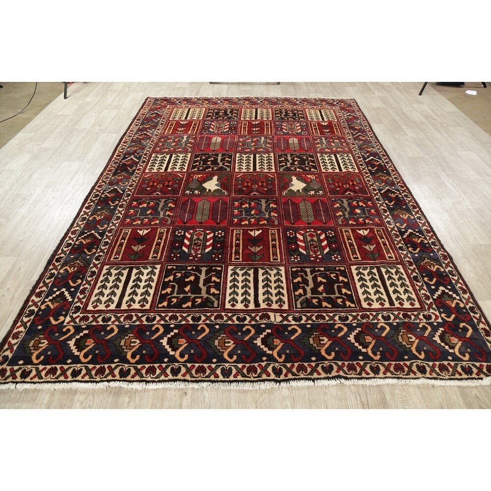 Vintage Bakhtiari Patchwork Oriental Handmade Wool Persian Area Rug - 9'10" x 6'10"