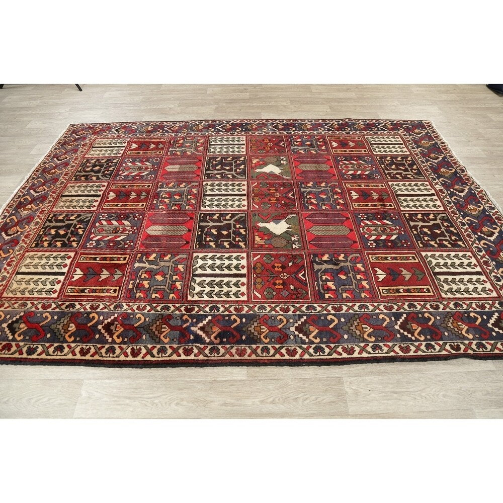 Vintage Bakhtiari Patchwork Oriental Handmade Wool Persian Area Rug - 9'10" x 6'10"