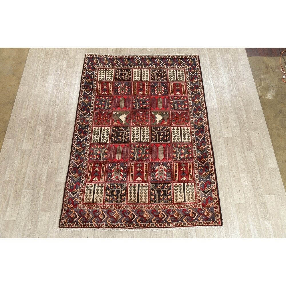 Vintage Bakhtiari Patchwork Oriental Handmade Wool Persian Area Rug - 9'10" x 6'10"