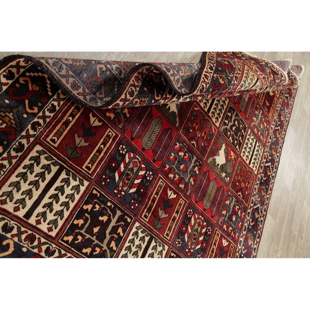 Vintage Bakhtiari Patchwork Oriental Handmade Wool Persian Area Rug - 9'10" x 6'10"