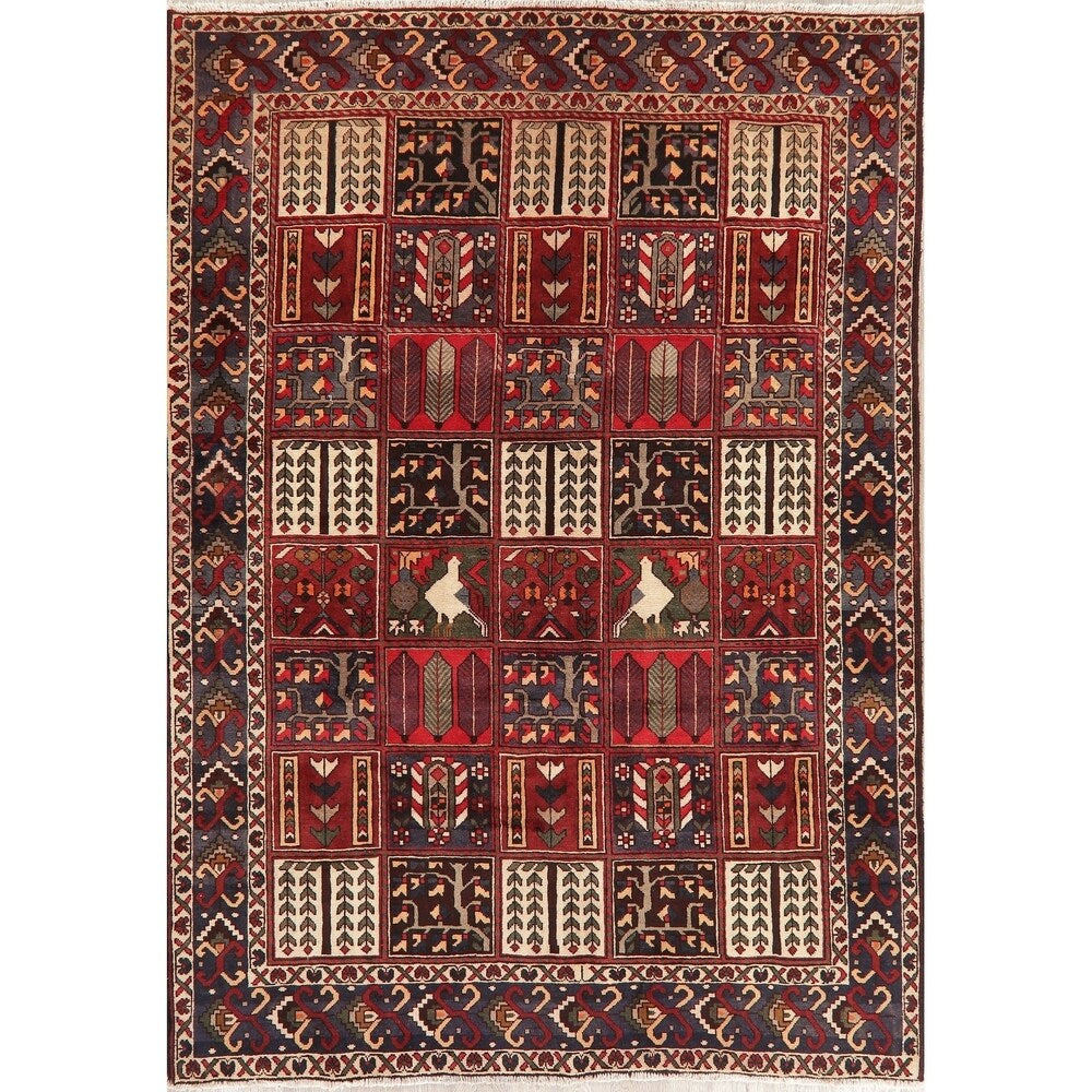 Vintage Bakhtiari Patchwork Oriental Handmade Wool Persian Area Rug - 9'10" x 6'10"