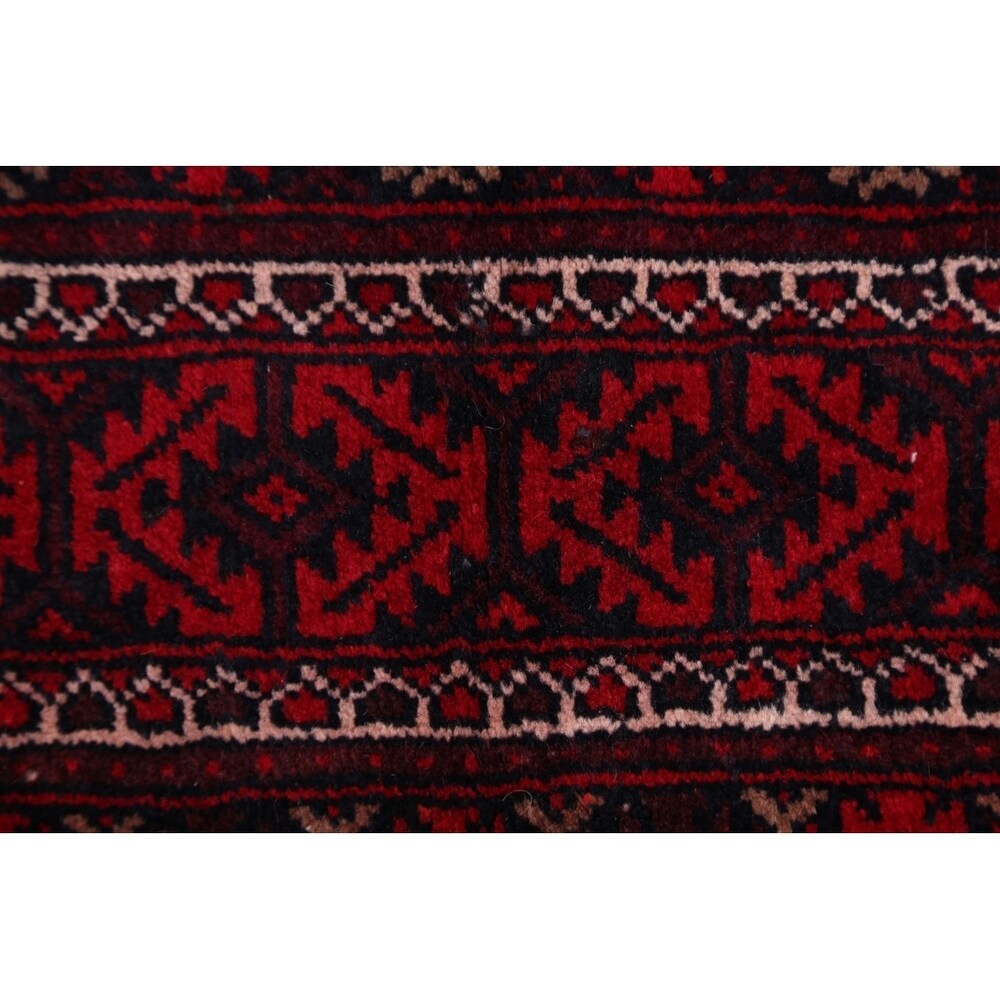 Vintage Balouch Geometric Hand Knotted Wool Persian Area Rug - 6'6" x 3'6"