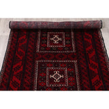 Vintage Balouch Geometric Hand Knotted Wool Persian Area Rug - 6'6" x 3'6"