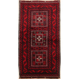 Vintage Balouch Geometric Hand Knotted Wool Persian Area Rug - 6'6" x 3'6"