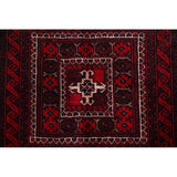 Vintage Balouch Geometric Hand Knotted Wool Persian Area Rug - 6'6" x 3'6"