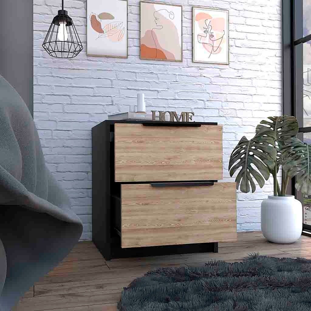 Vintage Bedroom Nightstand With Two Drawers